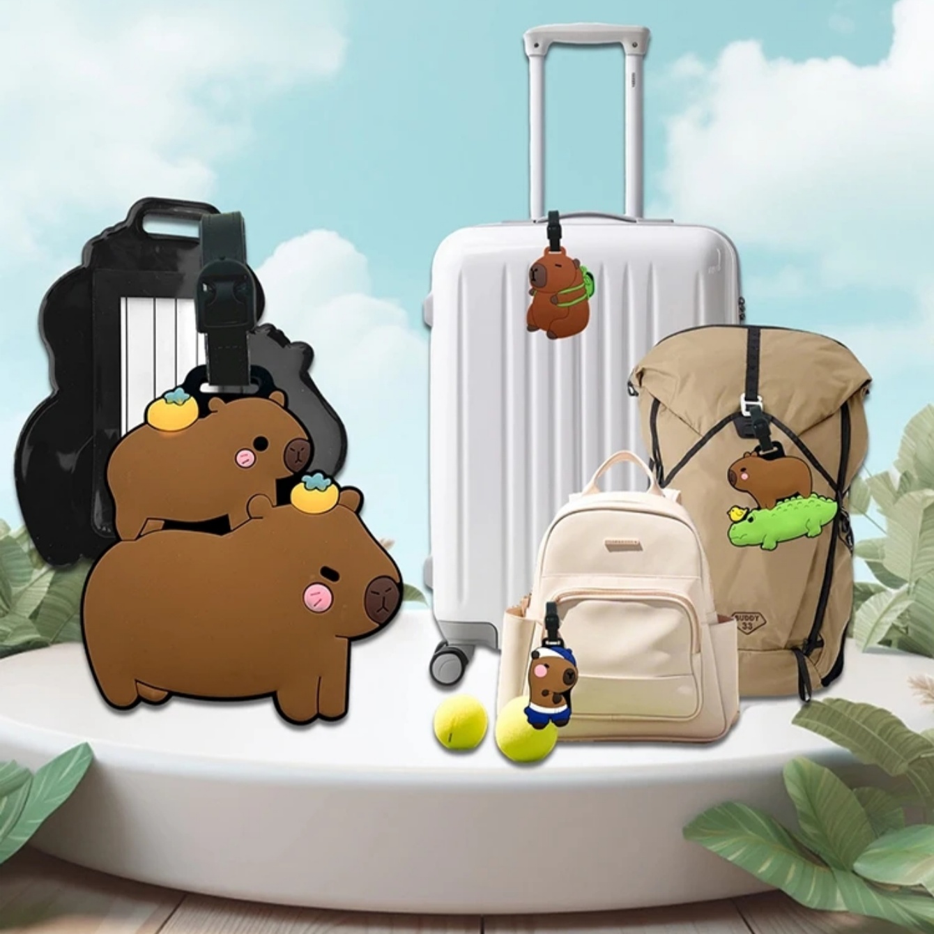Travel Accessories Must Have - إكسسوارات السفر، بطاقات الأمتعة، كابيبارا كرتونية،