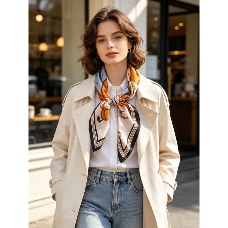 Travel Accessories Luxury - وشاح مربع فاخر من حرير التوت