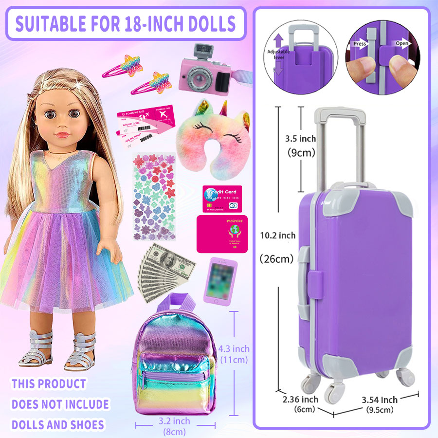 ملابس وإكسسوارات للدمى مقاس 18 - مراجعة Travel Accessories For Kids وسعره