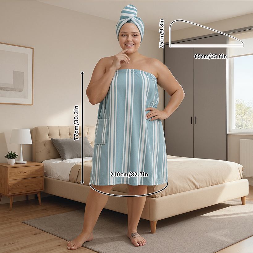فستان منشفة حمام مخطط فاخر يمك - مراجعة Travel Towel Quick Dry وسعره